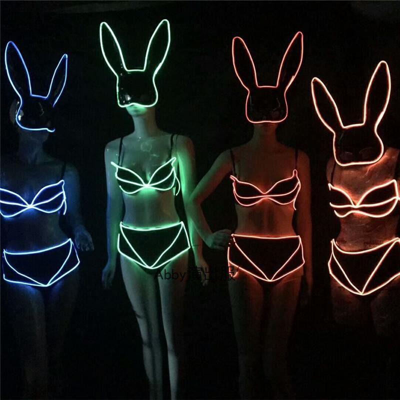 Nightclub Bar Girl Singer Ds Sexy Jazz Dance Luminous Fluorescent Party Act Out The Rabbit Girl Bikini