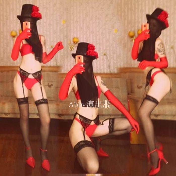 New Valentine's Day gogo bar singer djds acting out Rose Sexy mystery masked jazz hat performance suit