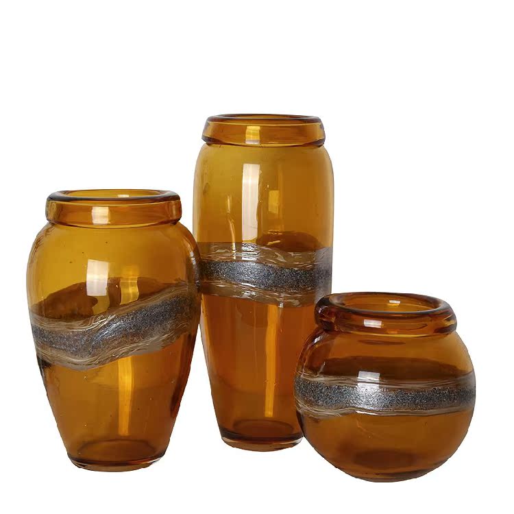 Nordic simple amber rhombus glass vase Modern home model room living room coffee table Light luxury flower ornaments