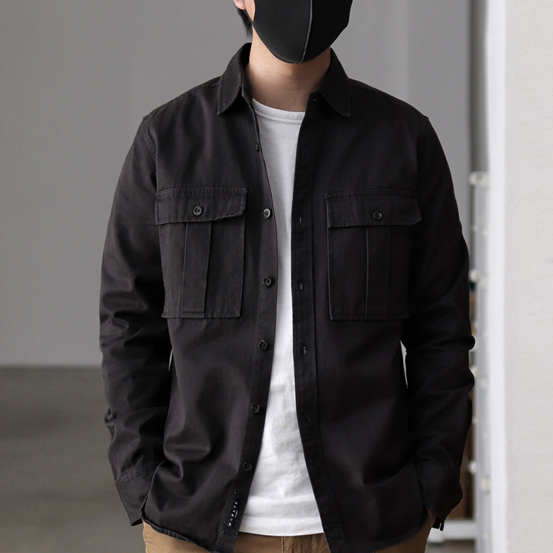 Tide Cards Fall Tooling Shirt Man 2022 New American casual jacket Multi-pocket loose long sleeve shirt jacket