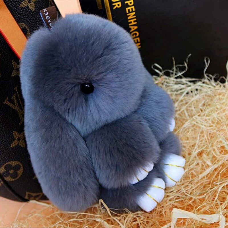 Play dead rabbit imitation rabbit hair rabbit pendant Mobile phone car keychain Plush Meng Meng Rabbit pendant Play dead rabbit pendant