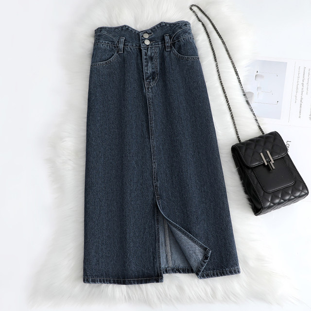 High waist denim skirt skirt spring and summer 2022 new temperament all-match pear-shaped figure girl wear mid-length skirt