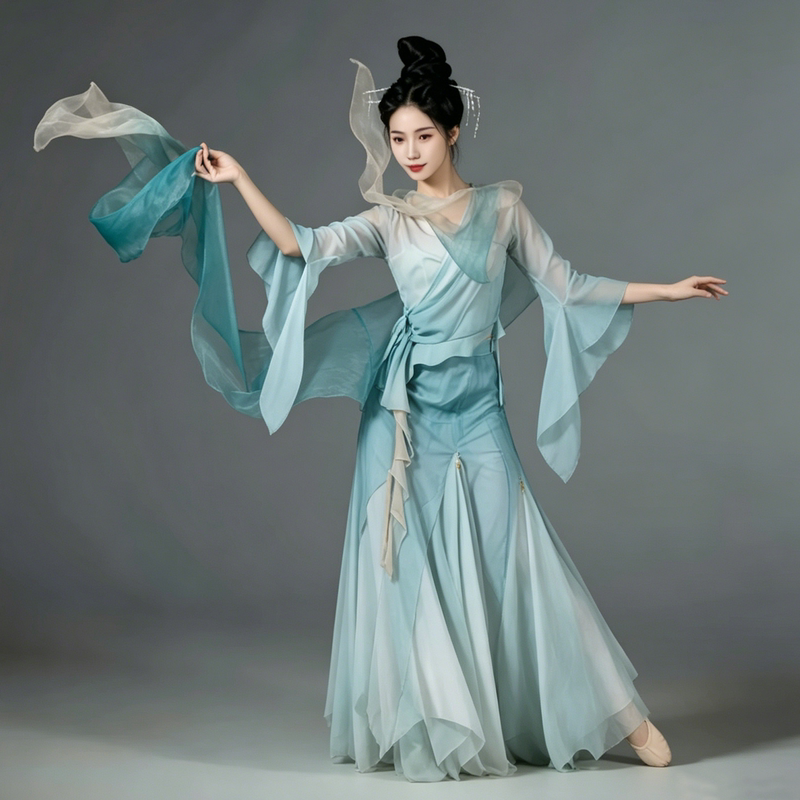 Classical Dance Costume with a Cloud-Like Design, Featuring a Divine and Ethereal Feel from Dunhuang, Featuring a Large Skirt with Han Elements, Same Style as Zuo Zuo, New Model Classical Dance Costume with a Cloud-Like Design, Featuring a Divine and Ethereal Feel from Dunhuang, Featuring a Large Skirt with Han Elements, Same Style as Zuo Zuo, New Model