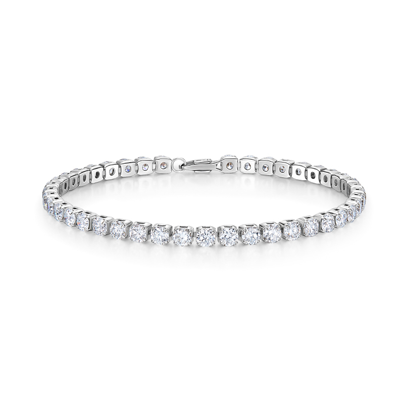 Luxury Tennis Diamond Bracelet 18K Gold White Gold Full Diamond Row Bracelet with Lab-Grown Real Diamonds