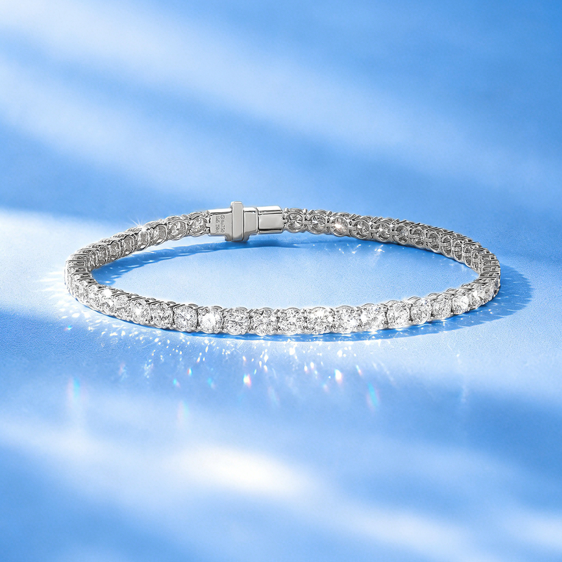 Luxury Bead Tennis Diamond Bracelet 18K Gold White Gold Full Diamond Row Diamond Bracelet Cultured Real Diamond Pt950 Platinum