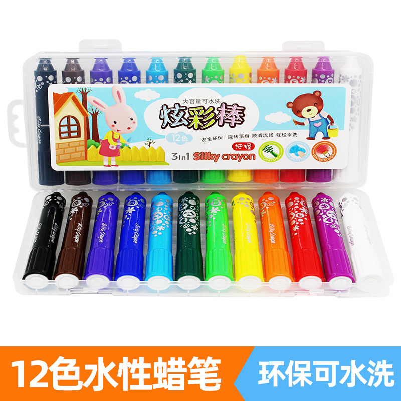 Creative Stationery Dazzling Stick 12 Color Rotating Wax Pen Fine Art Supplies Oil Paintbrush Children Silk Skating Oil Painting Stick Suit