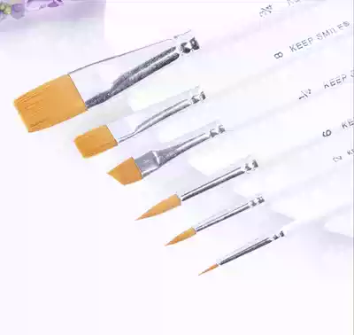 Color pole nylon wool oil painting acrylic watercolor pen gift wooden painting pen set white pen 6 sets