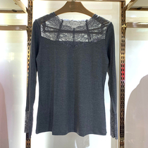 Thin guest Lady Spring and Autumn thin lace collar top lace silk stitching long sleeve base shirt