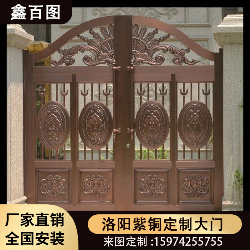 Bronze Door Villa Gate Single Entrance Door primary and secondary door Chinese security door Customized pure copper Luxurious Courtyard Gate