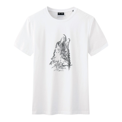 Seven Wolf Men Short Sleeve T - shirts 2021 Summer New Round - Printed T - shirt for loose men white half - sleeve tops