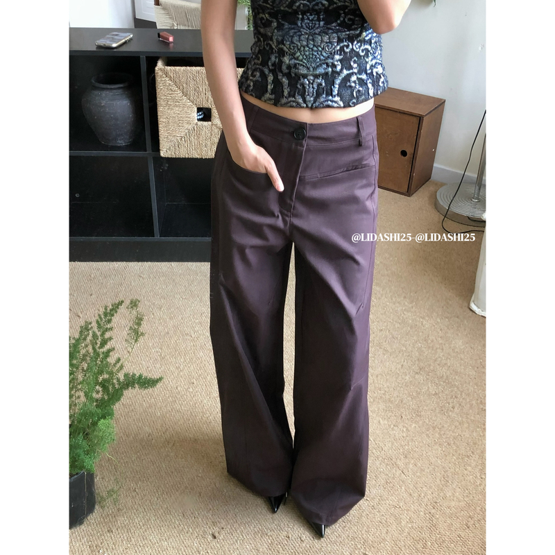 Lidashi25 Purple Wide-Leg Pants for Women 2026 New Korean Style Straight-Leg Versatile Slimming Sickle Casual Long Pants