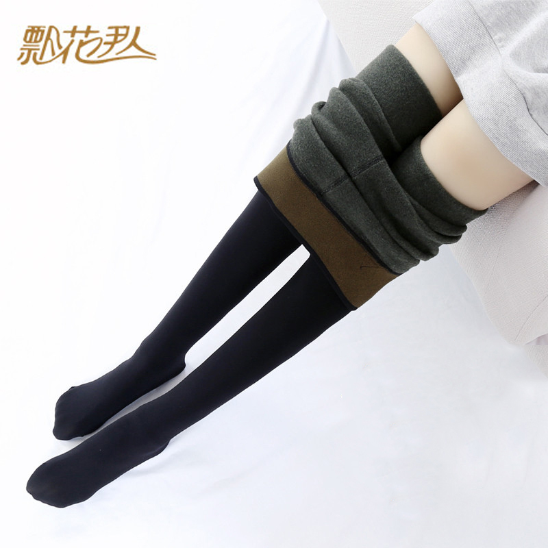 飘花伊人8663新款艾草绒打底裤女连裤袜秋冬