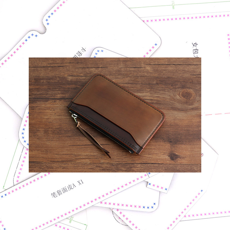 Hands-on Web] Handmade Leather Furniture Drawings A Leather Monarch Laced Zero Wallet Drawings Back Adhesive Paper Original Drawings