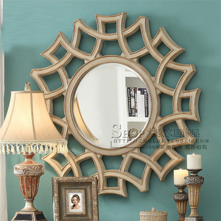 European style bathroom mirror American style bathroom mirror Chinese style modern minimalist decorative mirror golden round makeup mirror makeup mirror