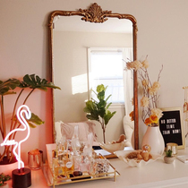 Net red retro vanity mirror ins bedroom Nordic cosmetic mirror baroque mirror living room wall hanging decoration bathroom mirror