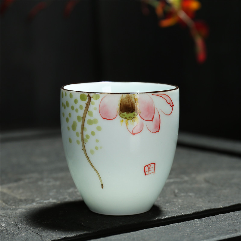 Đồ gốm cổ Trung Quốc vẽ tay hai hoặc hai ly rượu vang trắng đặt ly nướng ly uống rượu đặt hầm rượu nhỏ - Rượu vang ly vang