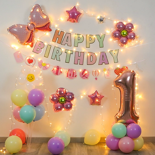 Украшение на день рождения, макет сцены, воздушные шары, годовалая девочка, дети, товары для счастливой вечеринки, Интернет, знаменитости, фон, стена