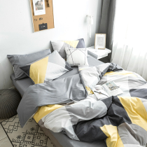  100% cotton pure cotton four-piece set bedding sheets Minimalist cold wind quilt cover Bed sheet Dormitory three 4-piece set