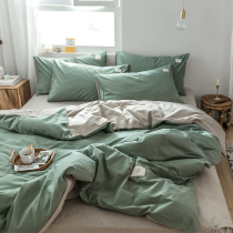  Simple cotton pure cotton washed cotton single product with the same quilt cover 1 5m1 8m net red plain naked bedding