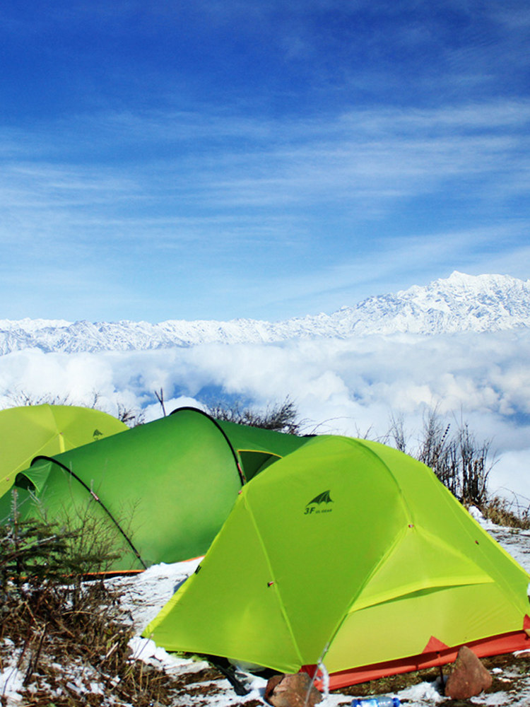 Sanfeng out of the clouds ultra-light double 210T15D silicon coated three-season four-layer anti-storm and windproof camping tent