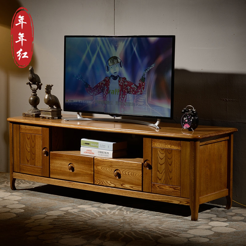 Solid wood new Chinese style Nordic telescopic TV cabinet combination small apartment living room gold silk sandalwood furniture modern simplicity