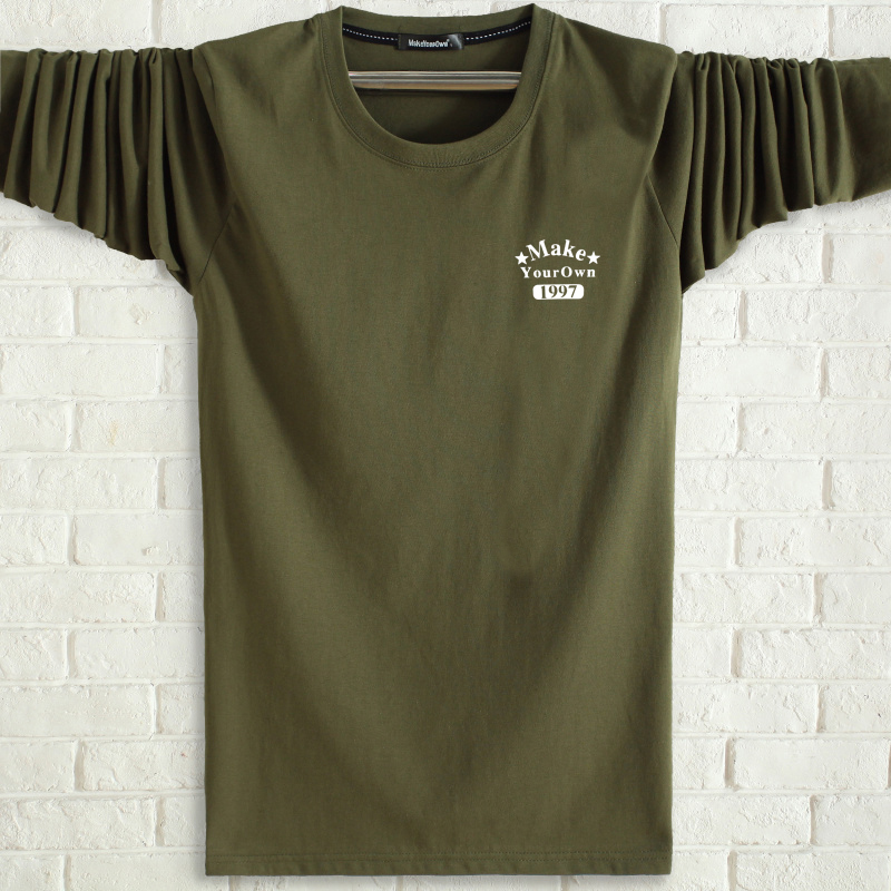 Áo thun dài tay nam XL trung niên cotton rộng rãi quần áo mùa thu béo béo 6XL áo thể thao đáy shirt versace