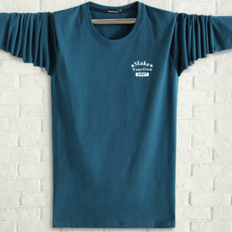 Áo thun dài tay nam XL trung niên cotton rộng rãi quần áo mùa thu béo béo 6XL áo thể thao đáy