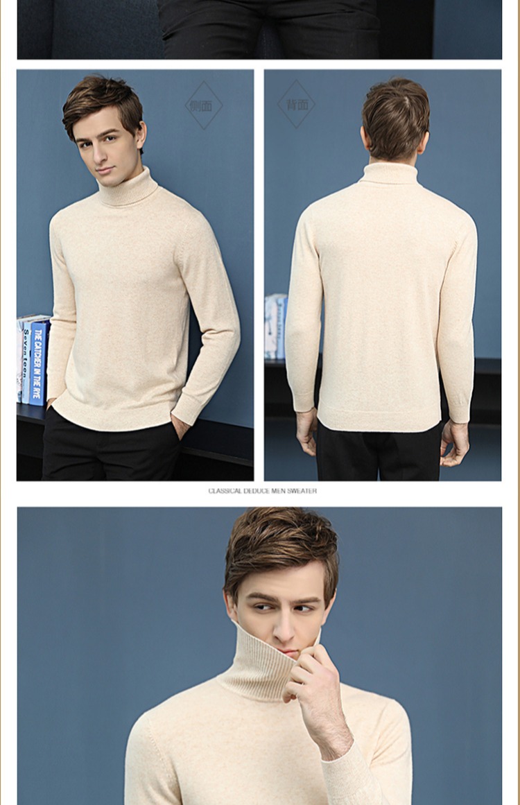 Ordos City Winter Áo len cao cổ mới Áo len nam dày Áo len ấm áp Áo dệt kim cashmere Áo sơ mi nam áo khoác nam trung niên
