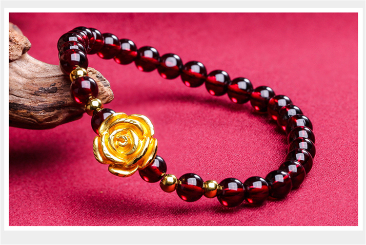 [Chụp ảnh trừ 150 nhân dân tệ] thời trang nữ trang sức sản phẩm 貔貅 apple chuyển hạt rose garnet vòng đeo tay vòng đá mắt hổ