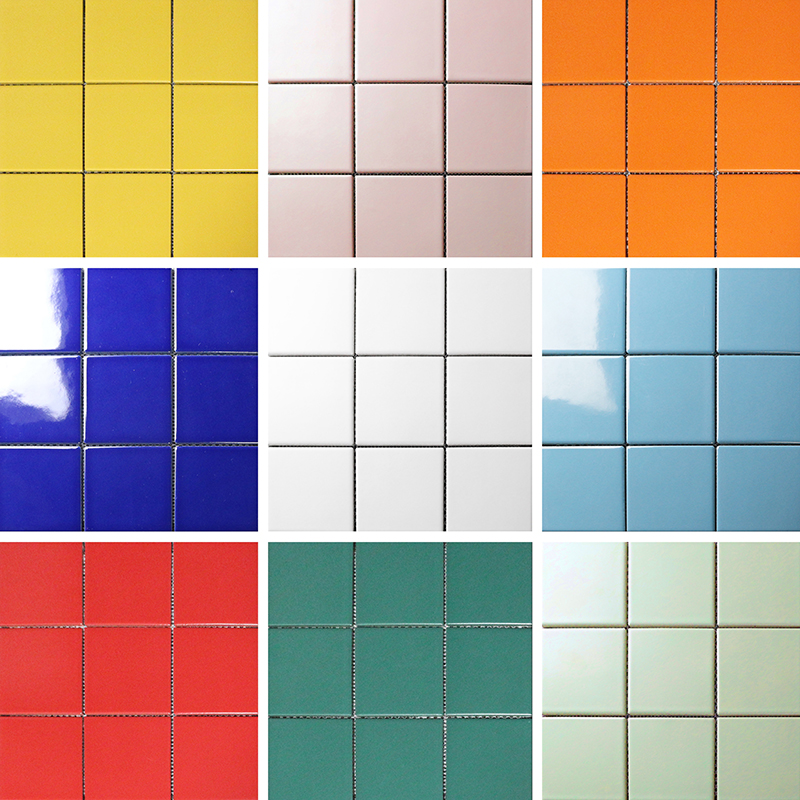 Nine Palace Lattice color ceramic mosaic Magnetic brick Kitchen Bathroom Makeup Room Balcony Children's room Anti-slip wall tiles