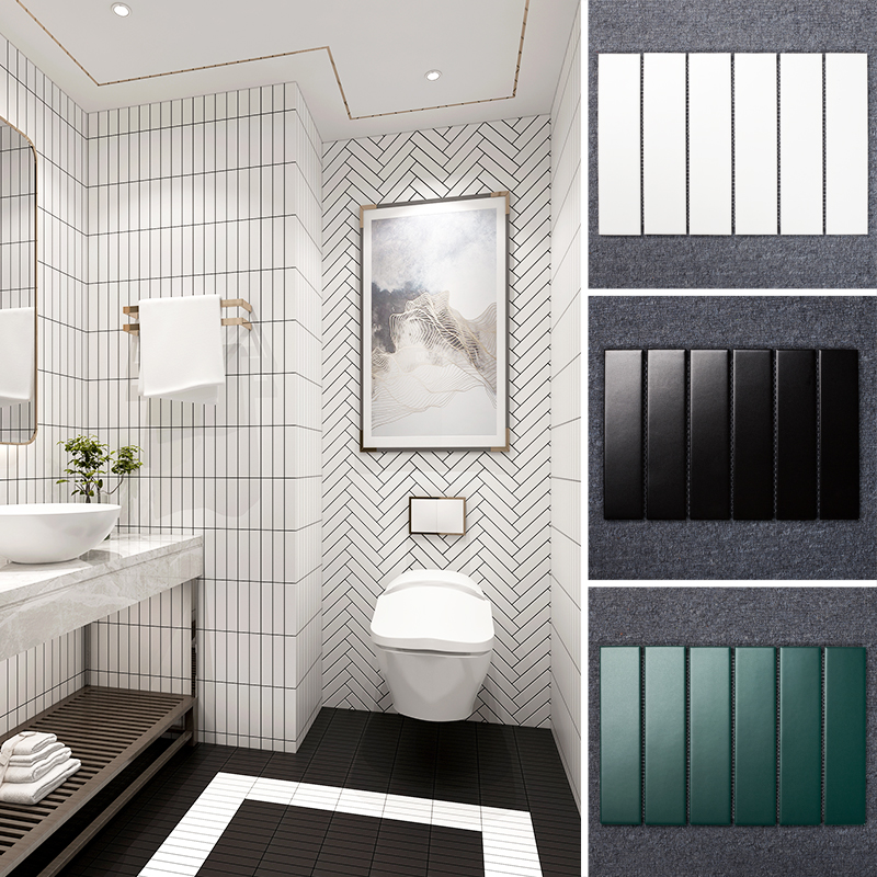 45*195 Simple long all-ceramic mosaic tiles Pool powder room Bathroom kitchen wall tiles Non-slip floor tiles