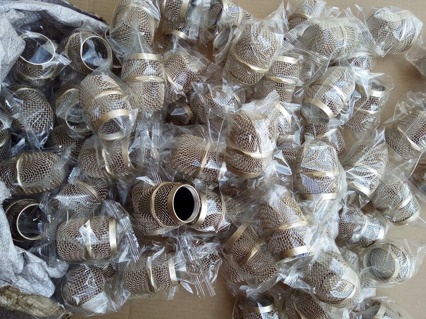 Gold Wireless Microphone Mesh Cover (with Inner Sponge) Microphone Mesh Head Metal Strong Elasticity 10 Pieces for Sale
