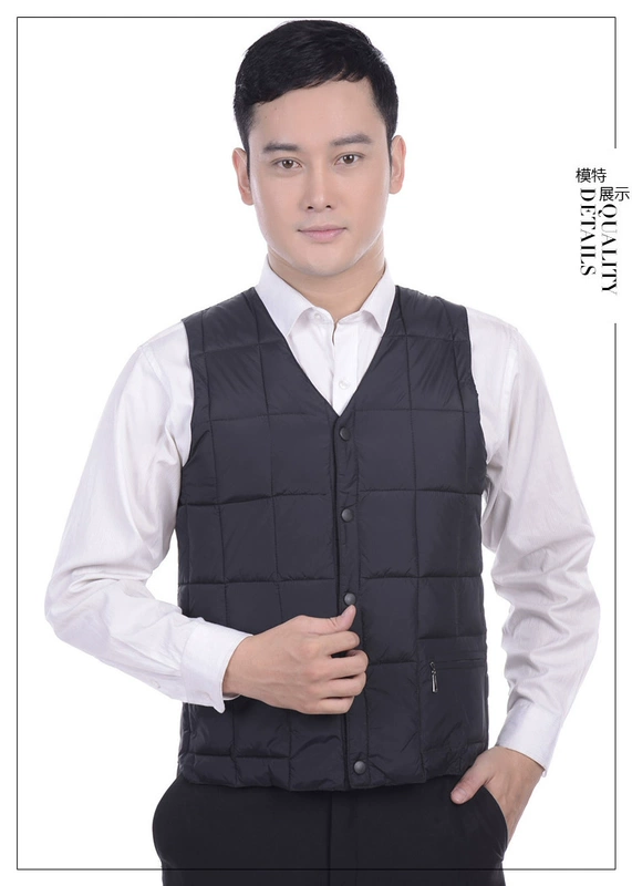 Áo vest cotton mùa thu và mùa đông nam trung niên cotton xuống vai áo vest cotton ấm áp mặc bố dày áo ghi lê