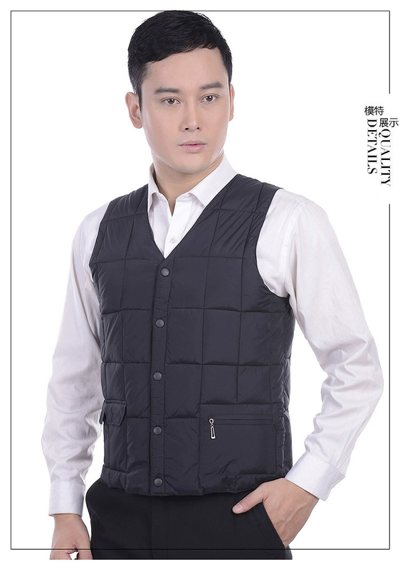 Áo vest nam cotton mùa đông dày vest vai trung niên cổ chữ V lỏng lẻo bên ngoài mặc vest nam vest ấm áp ao ba lo nam