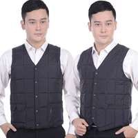 Áo vest cotton mùa thu và mùa đông nam trung niên cotton xuống vai áo vest cotton ấm áp mặc bố dày áo ghi lê