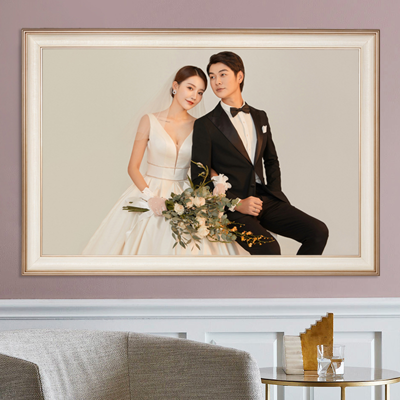 Custom Wedding Dress Photo Photo Frame Wash Photo Made Wedding Hanging Wall Bedroom Enlarged Size Flush Combined Full House Fu Solid Wood