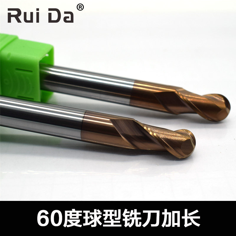 Sharda 60 Degrees Tungsten Steel Spherical Milling Cutter Lengthened Golden coated milling cutter machined stainless steel quench molds 1-20