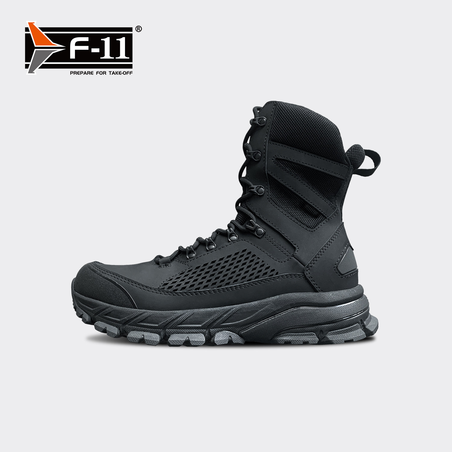 F-11 basaltic high-barrel tactical running shoes light breathable shock absorption black outdoor zipper training boots T-57017