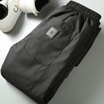 Warm white goose down filled with technology waterproof fabric Mens thickened slim casual pants down pants to wear outside