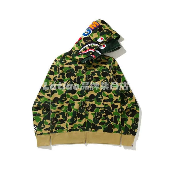 Spot BAPE ABC CAMO SHARK Newjeans в том же стиле 25 новая камуфляжная акула толстовка куртка