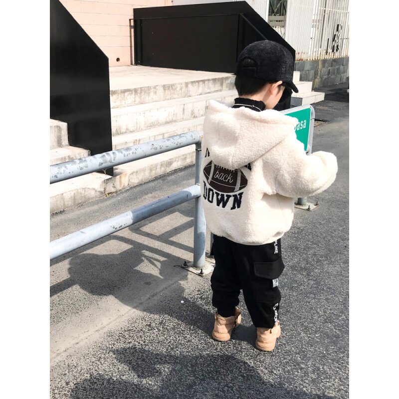 South Korean boy gush jacket foreign pie autumn winter 2020 new baby wool sweater children lamb wool thickened blouses