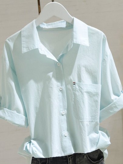 Plus Size White Shirt for Women, Short-Sleeved, New Summer Style, Loose Fit, Slimming Top, Unique Design, Casual Shirt