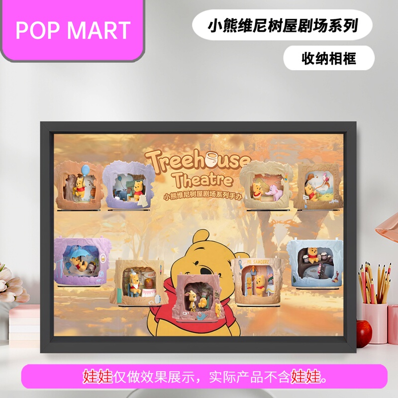 Winnie the Pooh Treehouse Theater Series Display Box Wall-Mounted Photo Frame Storage Frame Suitable for Pop Mart Blind Box