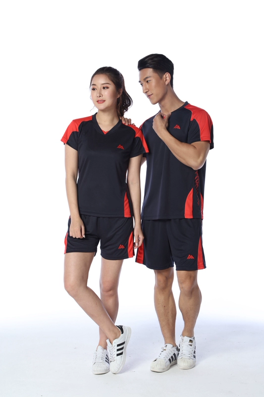 2018 mới phù hợp với bóng chuyền nhanh khô Quần áo nam và nữ ngắn tay áo thun quần ngắn thể thao đồng phục đội áo