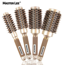High-end hair salon shape comb combed pig bristles comb curly hair comb inner buckle blowing hair comb wooden comb cylinder roll comb