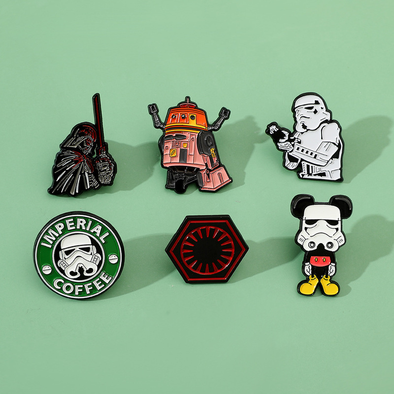 European and American Film and Television Character Metal Badges, Star Wars Alloy Enamel Brooches, Accessories for Clothing and Bags, Decorative Pins