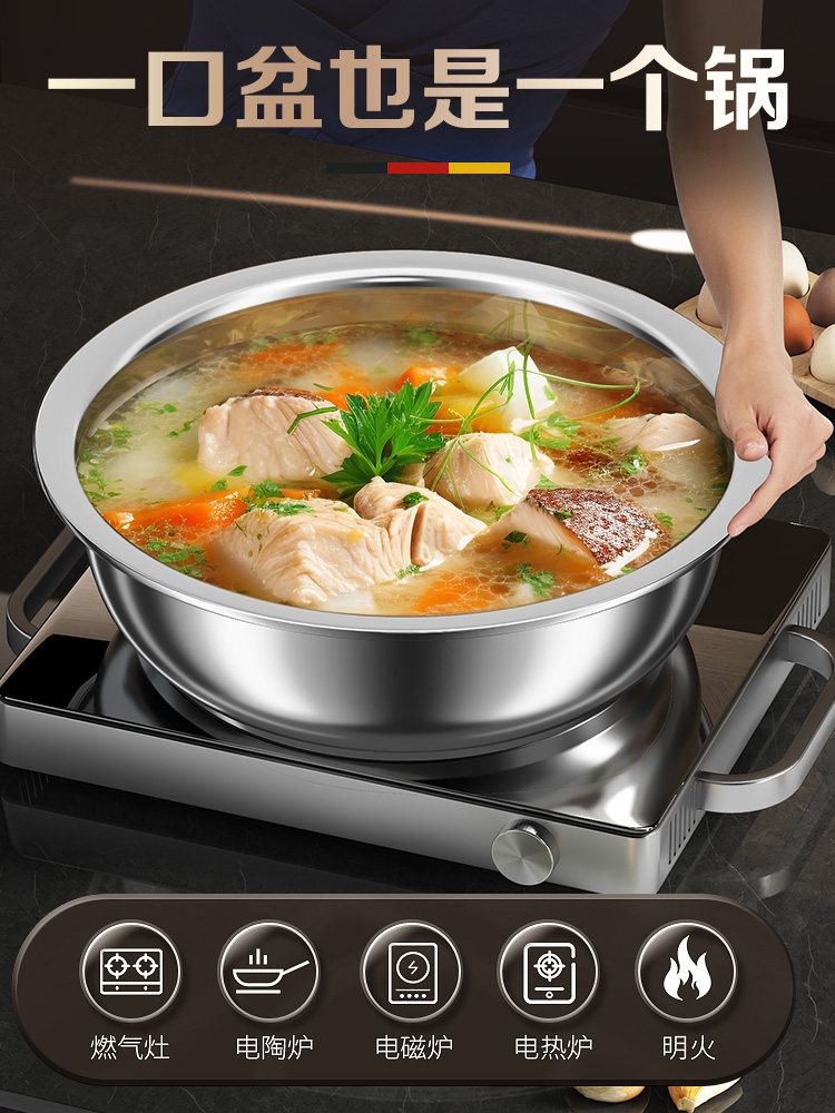 Stainless Steel Extra Large Leaky Basin Solid Basin Drain Basket Kitchen Rice Washing Vegetable Artifact Basin Rice Washing Sieve Household Fruit Basket