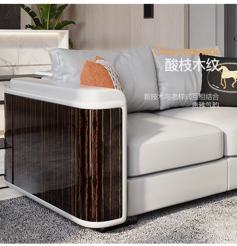 Tischer hậu hiện đại nhẹ nhàng sang trọng lớp đầu tiên sofa da bò phòng khách biệt thự căn hộ lớn Sofa da Ý 1808 - Ghế sô pha