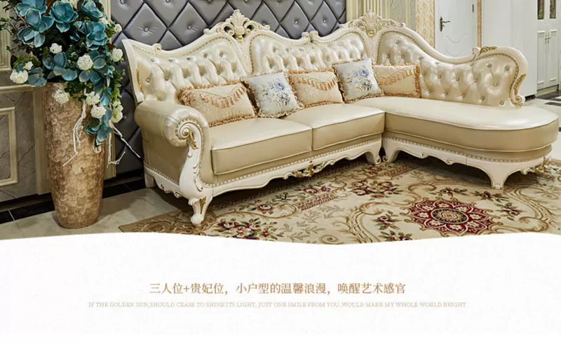 Biệt thự Tischer căn hộ nhỏ châu Âu phòng khách gỗ rắn góc sofa kết hợp đồ nội thất cao cấp da Pháp 256 - Ghế sô pha