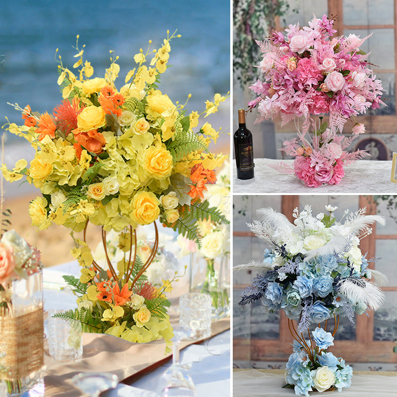 Emulation Floral Table Flower Hotel Dining Room Bar Ktv Charter Van Business Activity Sign to table wedding decoration Decorative Swing for Fake Flowers